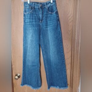 SOCIAL THREADS X RISEN JEANS High Rise Frayed Hem Wide Leg Jeans
